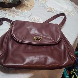 Elegant Brown Leather Shoulder Bag By ETINER AIGNER
